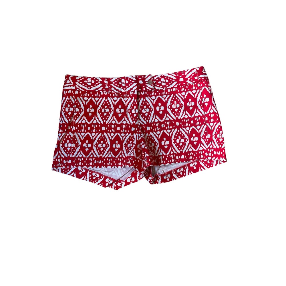 J. Crew City Fit Red White‎ Pattern Stretch Shorts Womens Size 6